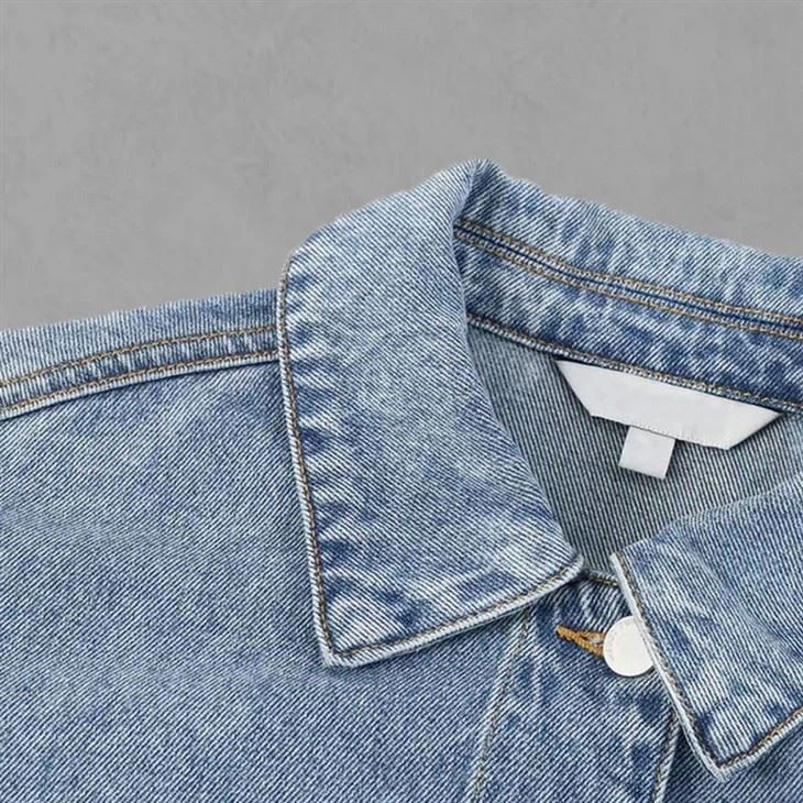 Denim Jacket Men Customer Craft Logo