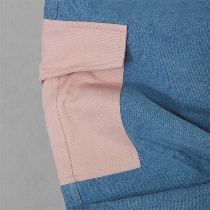 Two Pocket Jeans Patchwork With Embroidery Logo