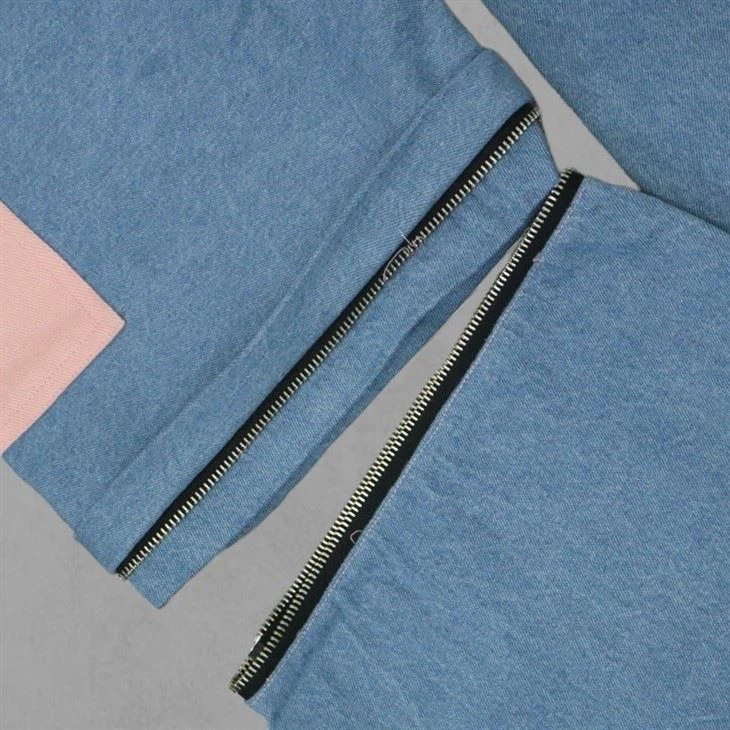 Two Pocket Jeans Patchwork With Embroidery Logo