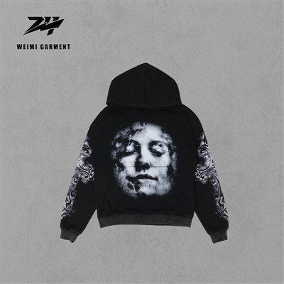 Sweat à capuche de restauration de gros motifs DTG en gros en vrac